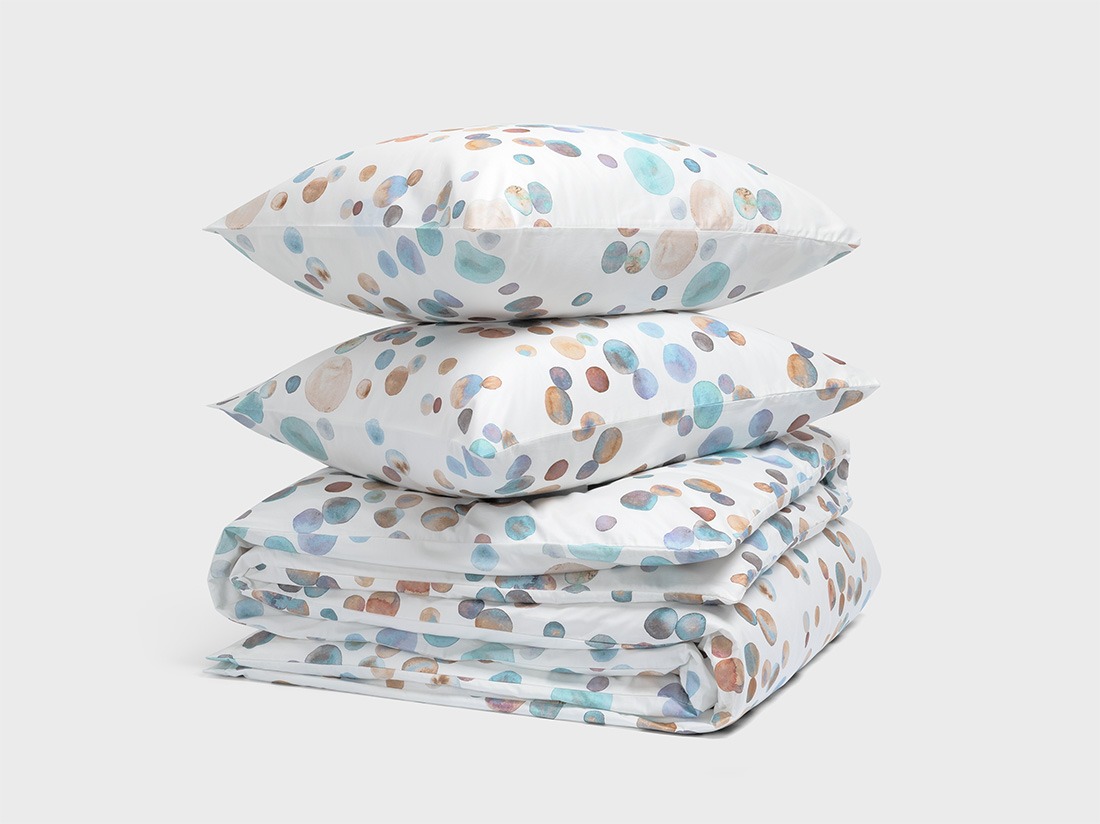 Satin-Bettwäsche Watercolor Dots Multicolor