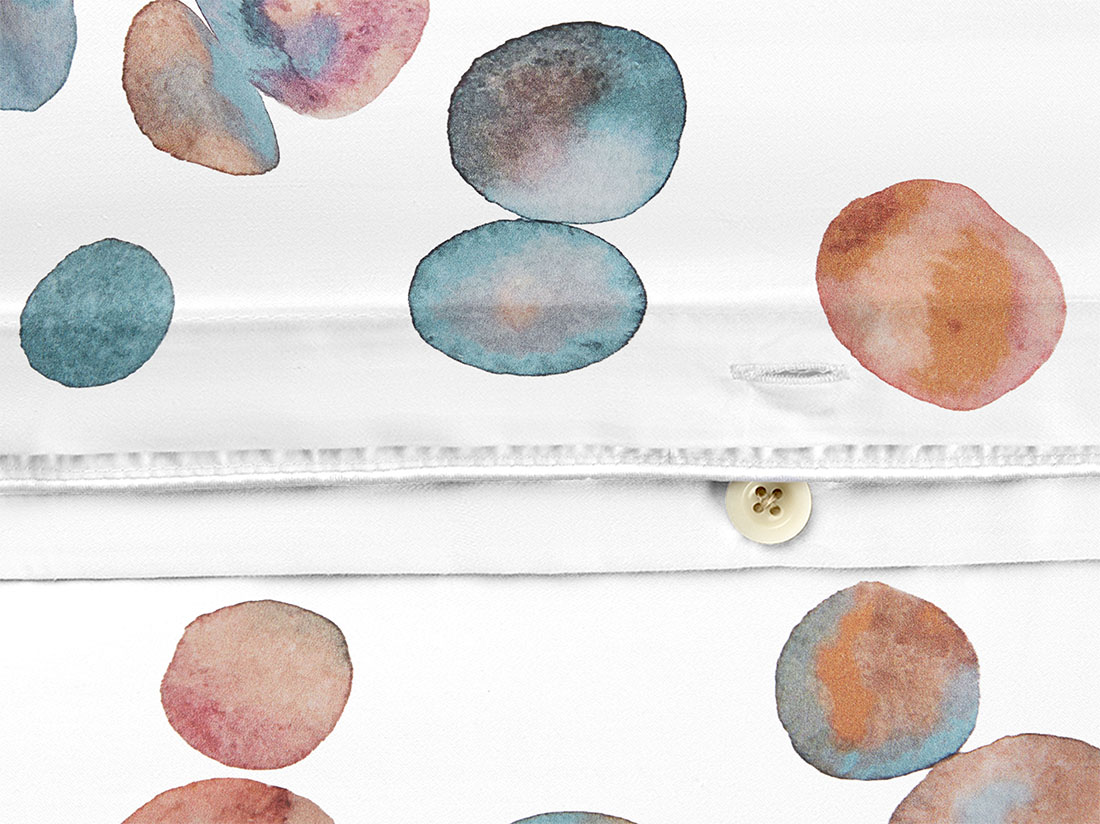 Sengesæt bomuldssatin watercolor dots multicolor