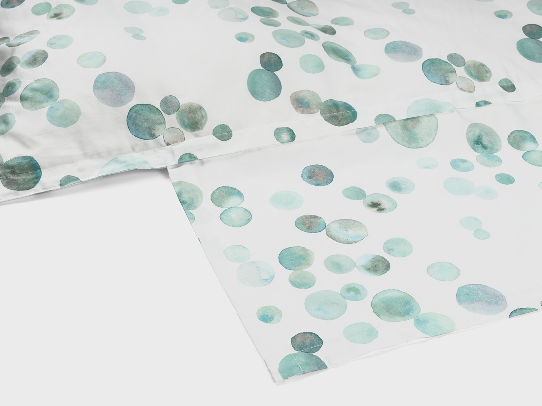 Dekbedovertrek katoen satijn watercolor dots sea green