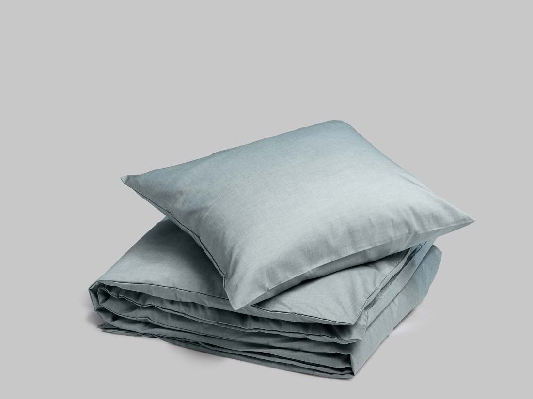 Parure de lit coton TENCEL™ vert chambray