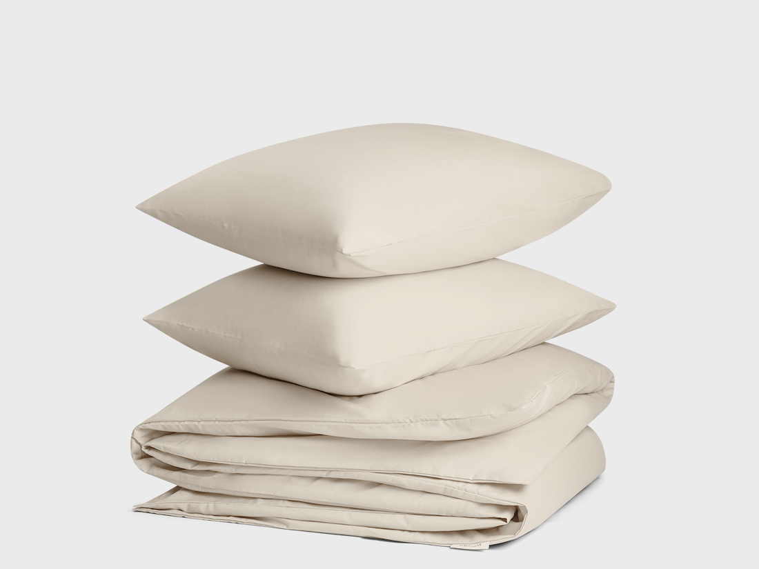 Dekbedovertrek katoen TENCEL™ sandy taupe