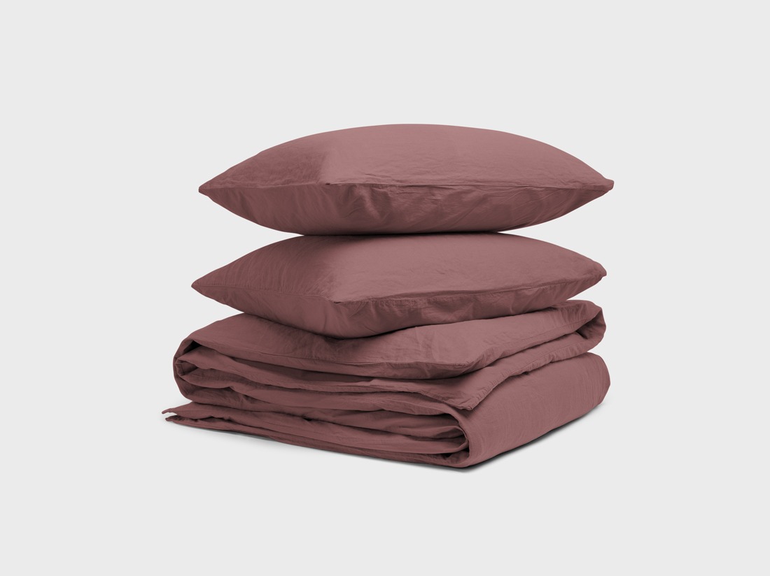 Parure de lit chanvre/coton framboise intense