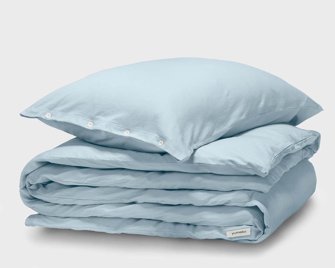 Parure de lit jersey bleu frais