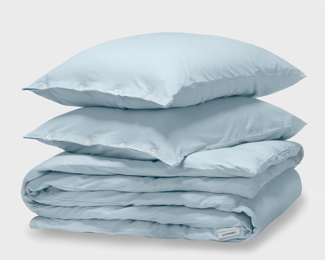 Parure de lit jersey bleu frais