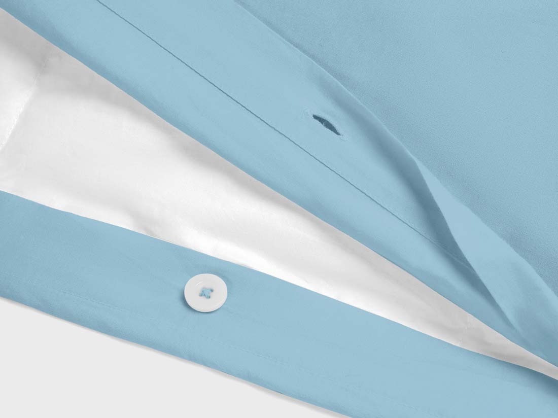 Parure de lit percale de coton bleu lagon