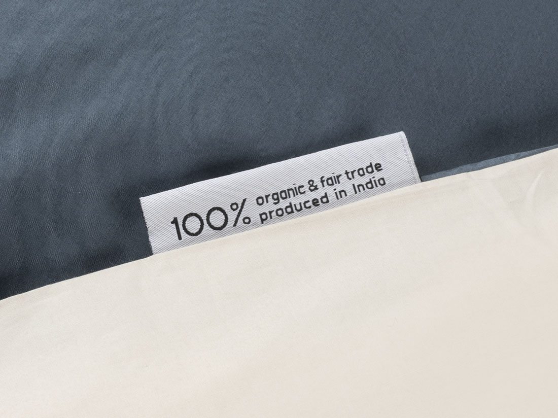 Dekbedovertrek percal katoen double face blue/sand