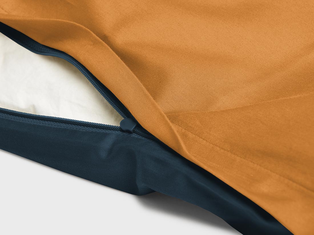 Perkal-Bettwäsche Doubleface Ochre/Navy