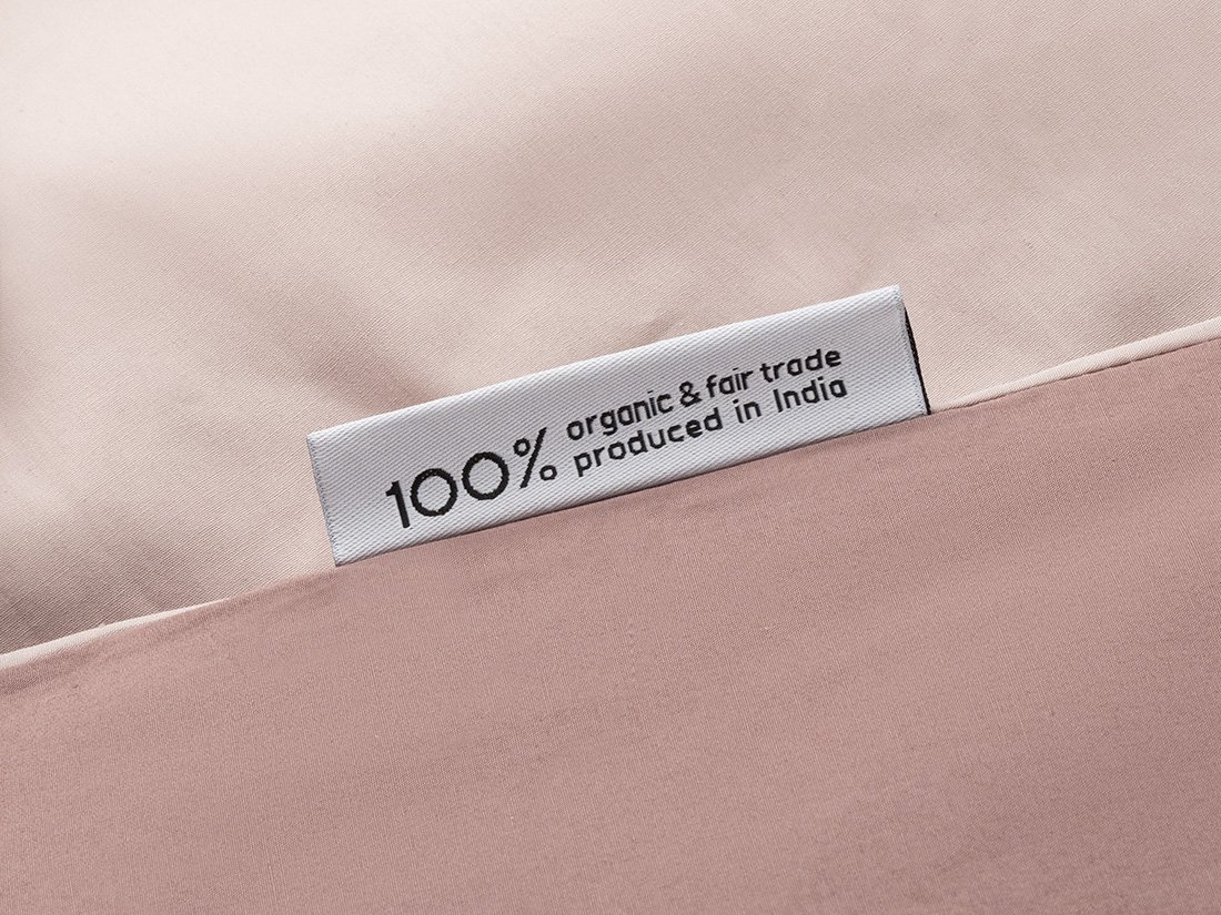 Parure de lit percale de coton double face rose/mauve