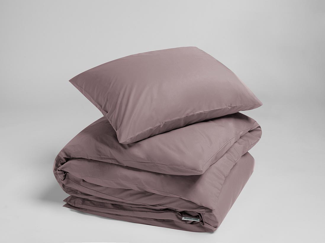 Dekbedovertrek percal katoen mauve