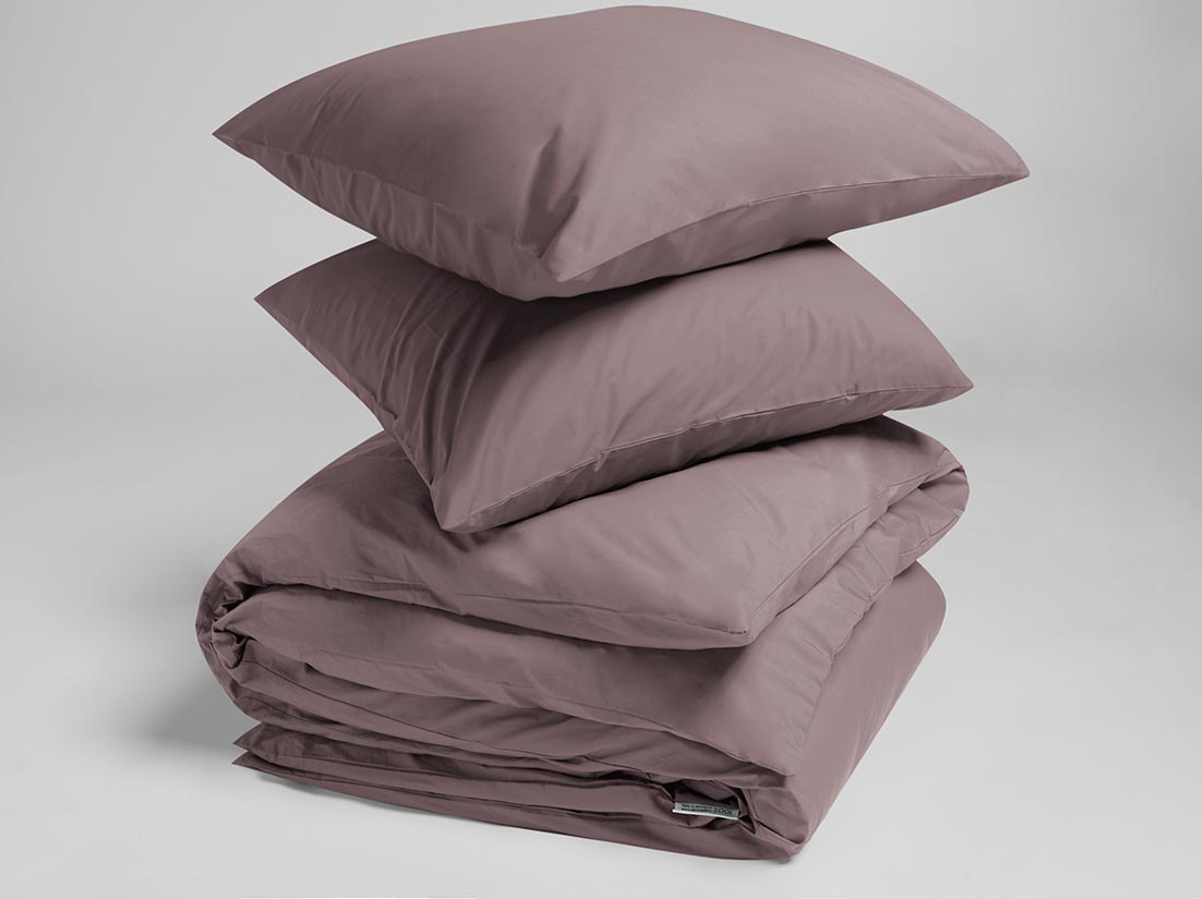 Dekbedovertrek percal katoen mauve