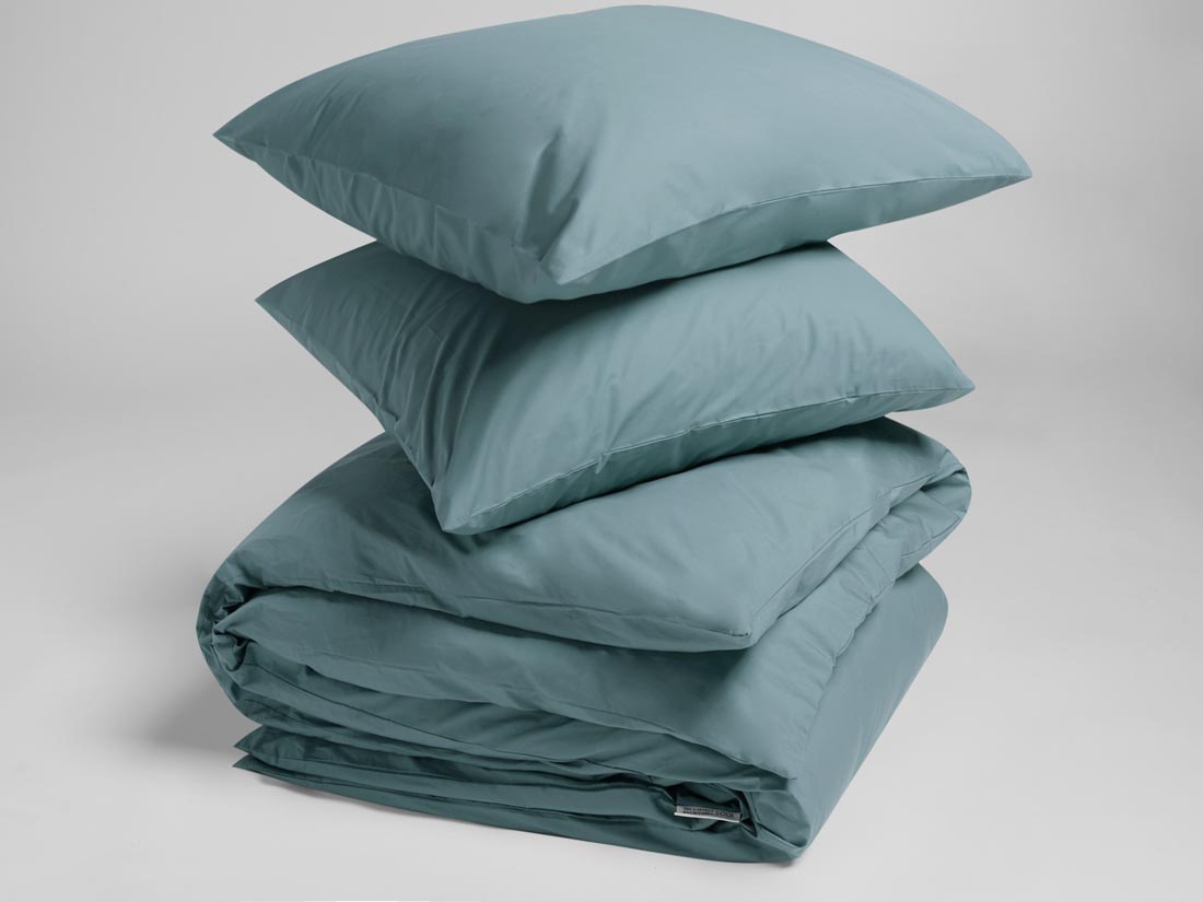 Sengesæt percale petrol blue