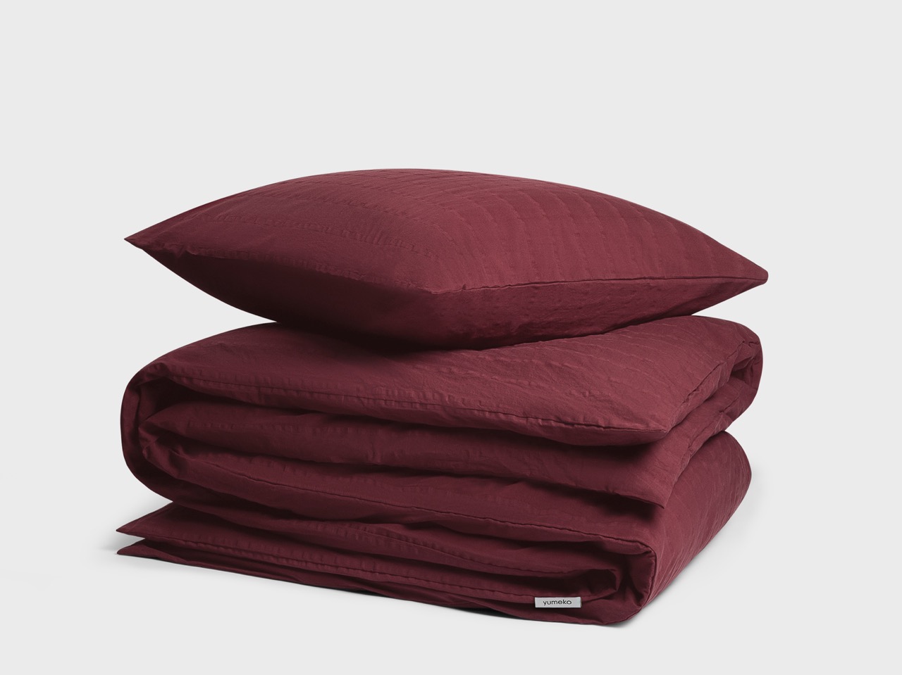 Parure de lit en coton seersucker bordeaux