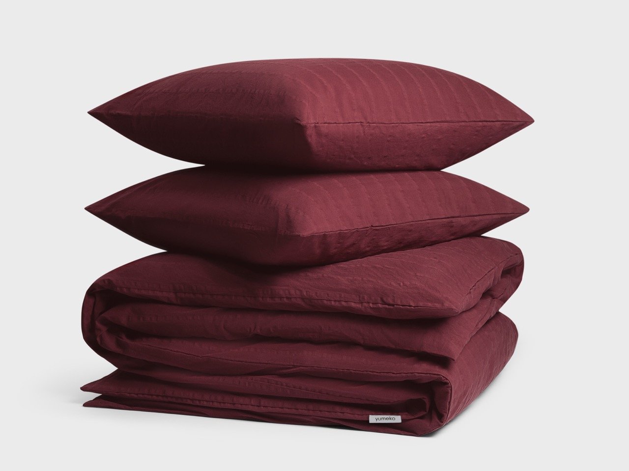 Parure de lit en coton seersucker bordeaux