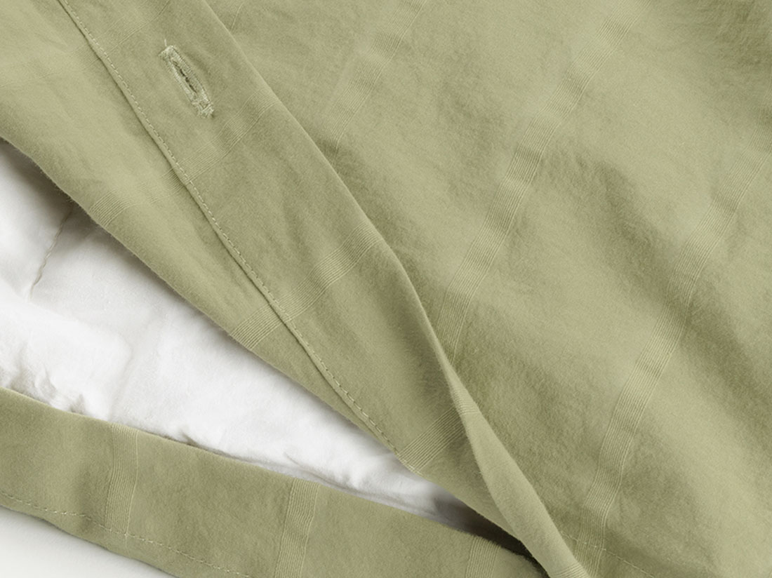 Parure de lit en coton seersucker vert saule