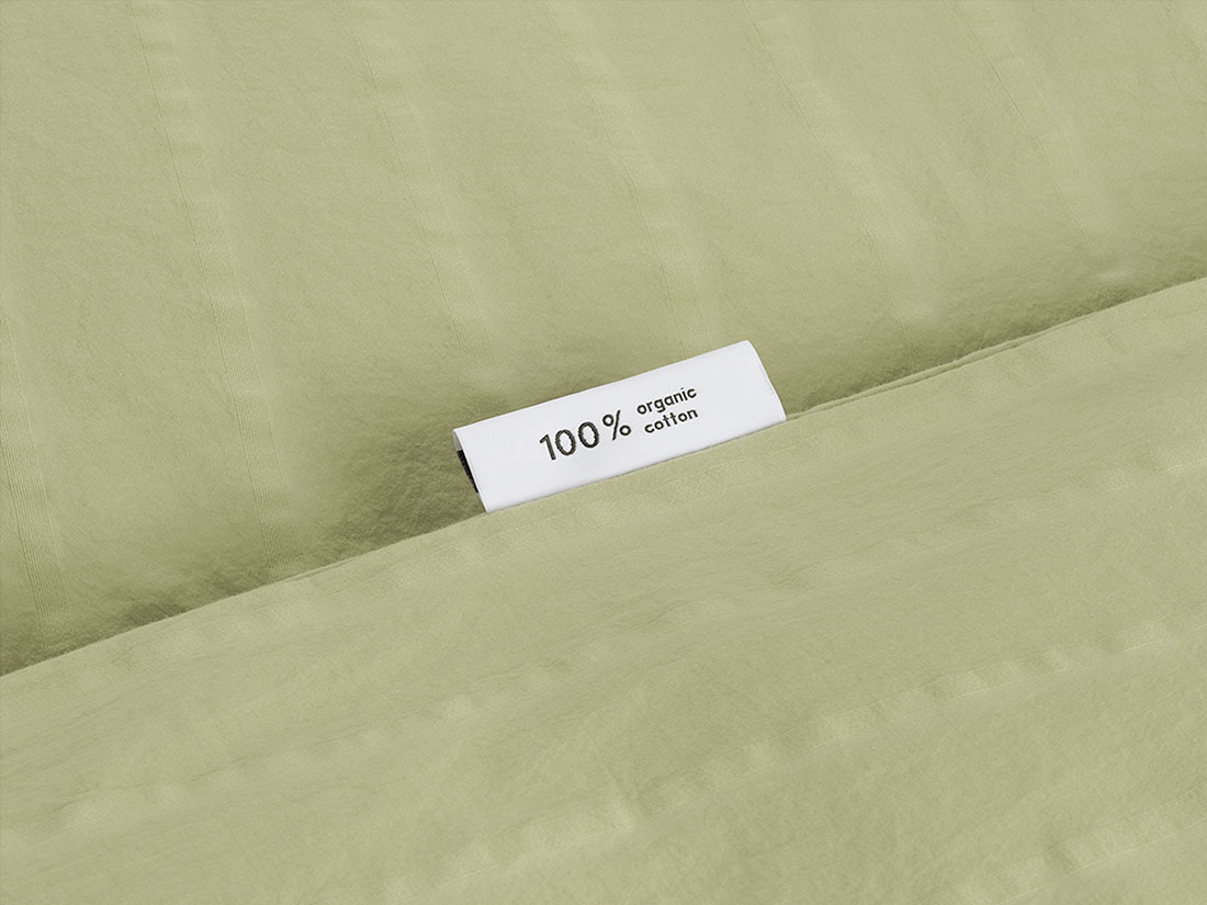 Parure de lit en coton seersucker vert saule