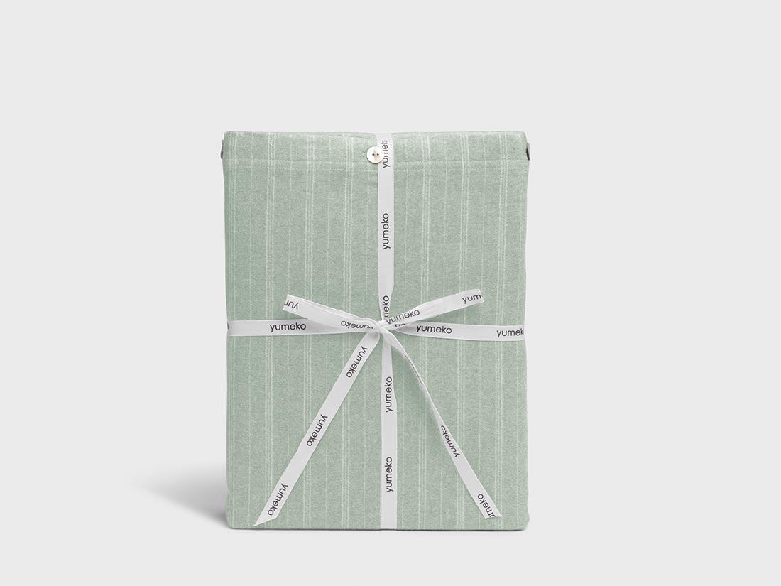 Dekbedovertrek flanel green/white stripe