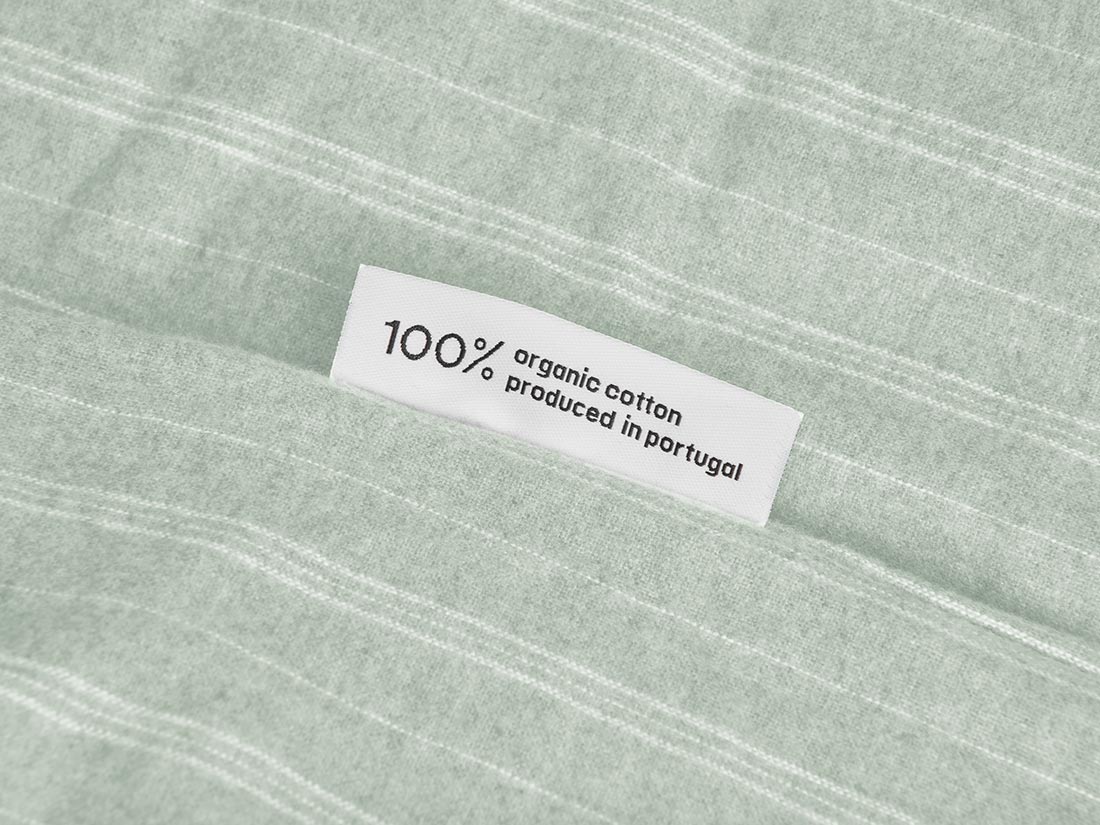 Dekbedovertrek flanel green/white stripe