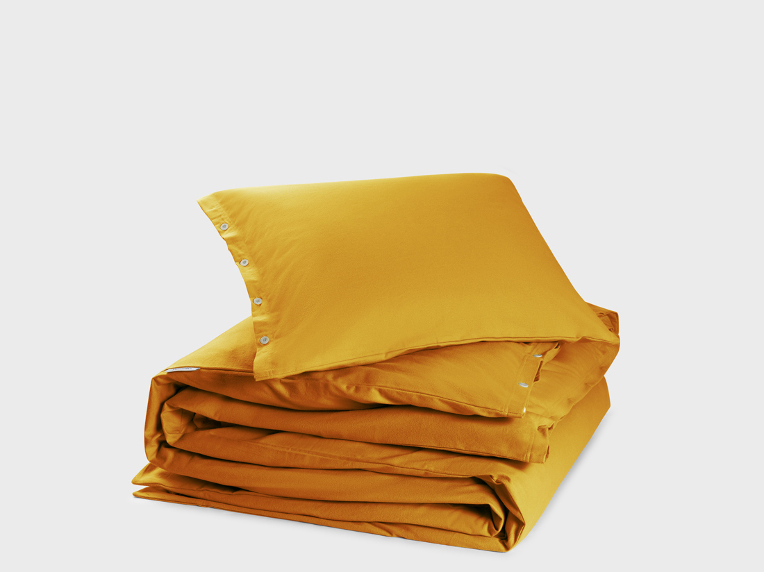 Parure de lit flanelle de coton jaune d'Inde