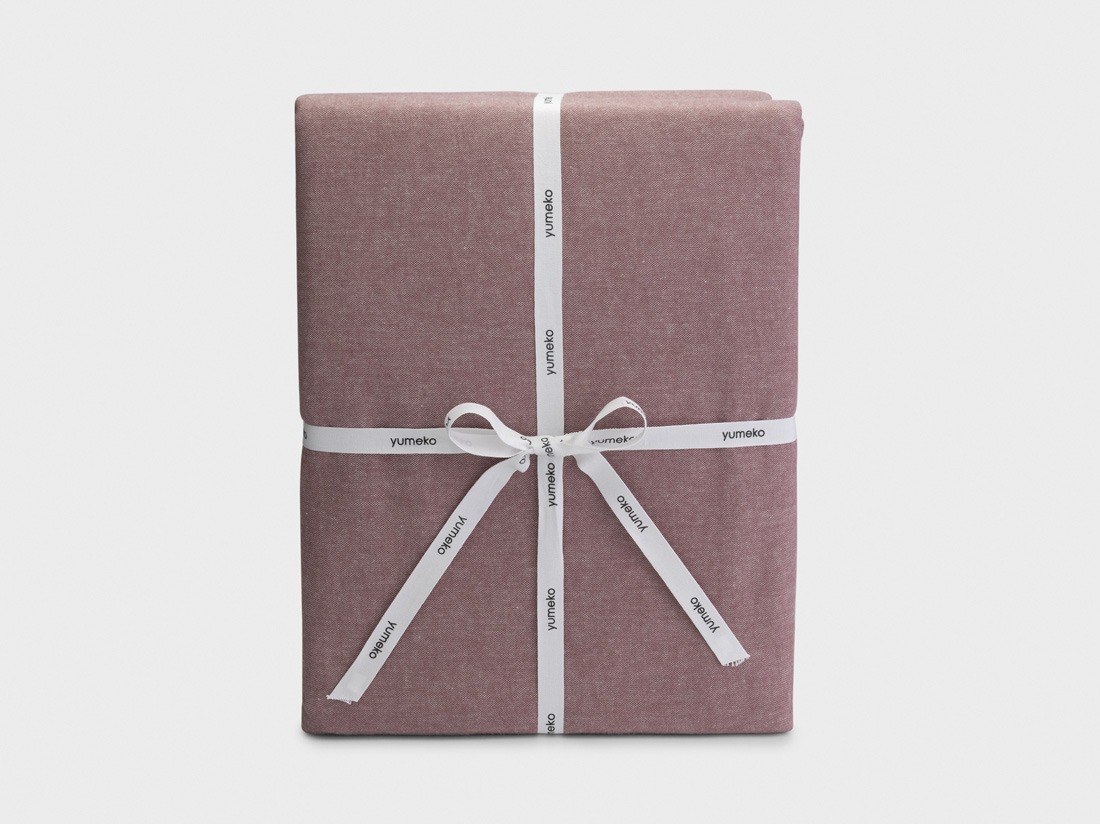 Parure de lit flanelle de coton mauve chambray