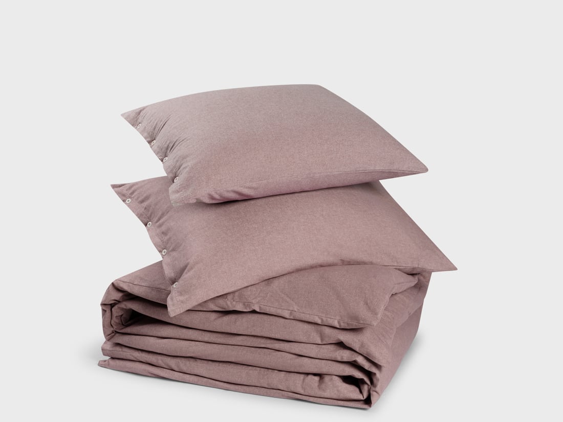 Dekbedovertrek flanel mauve chambray
