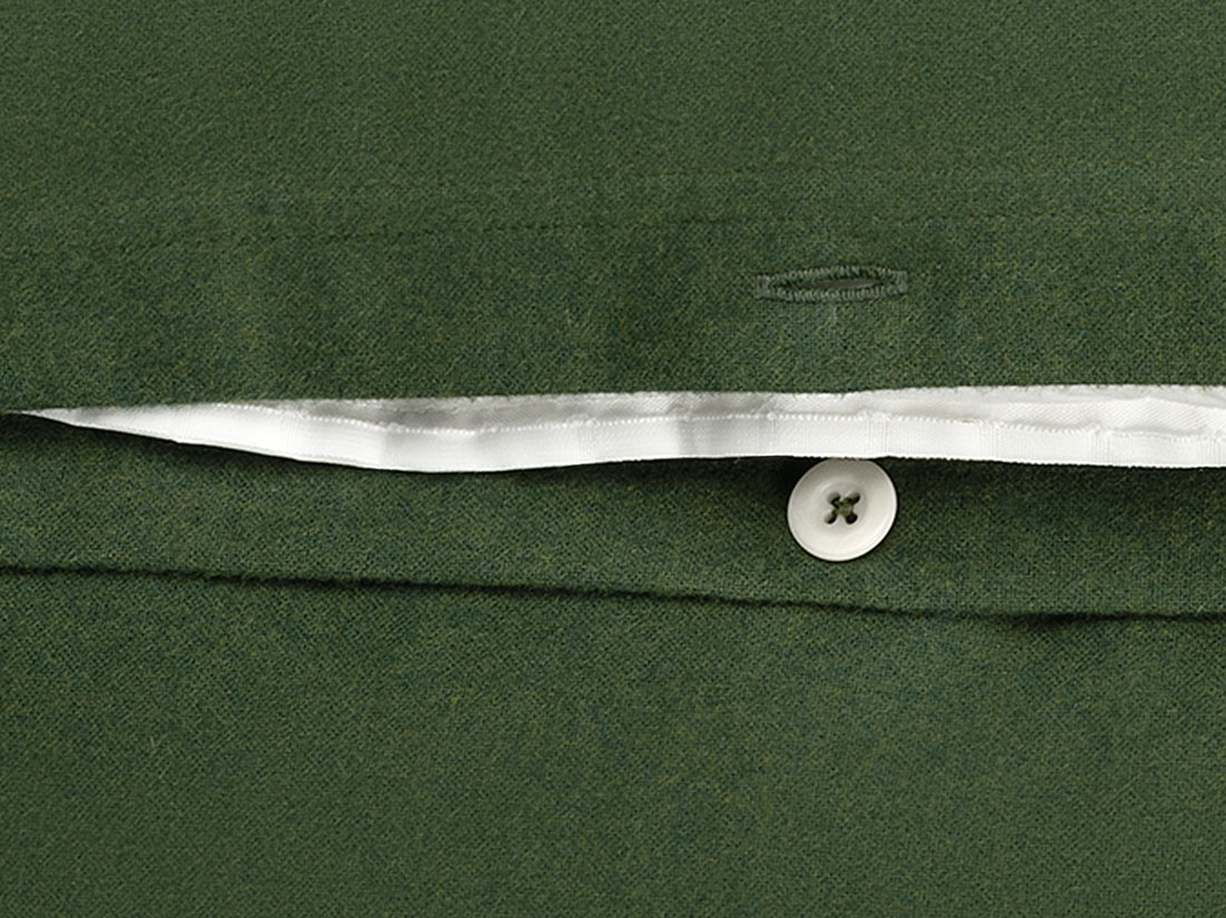 Parure de lit flanelle de coton vert mousse