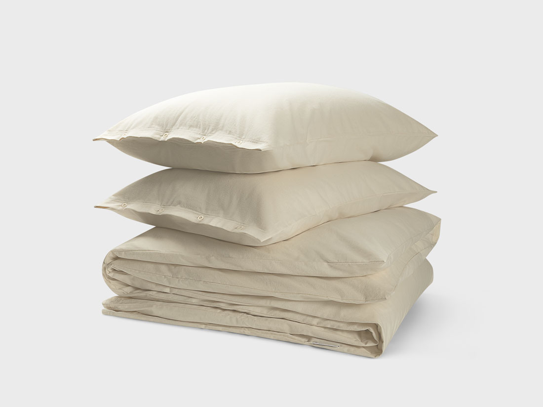 Parure de lit flanelle de coton naturel
