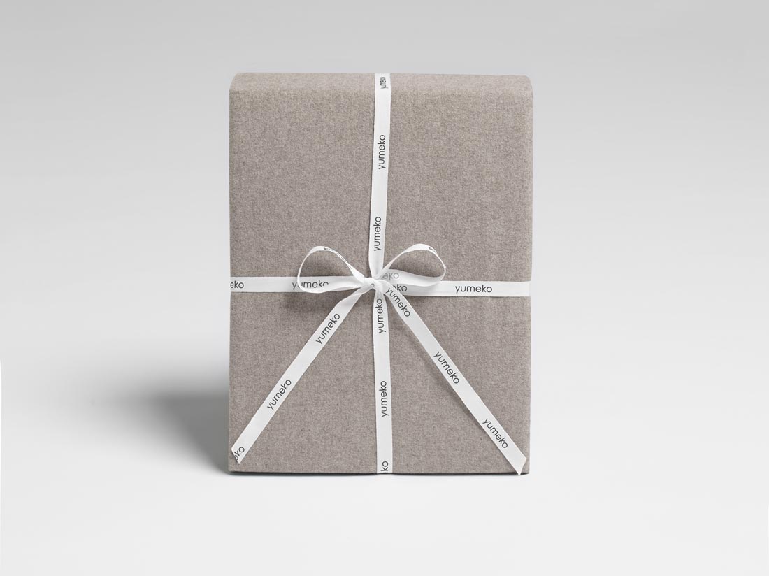 Parure de lit flanelle de coton marron pierre