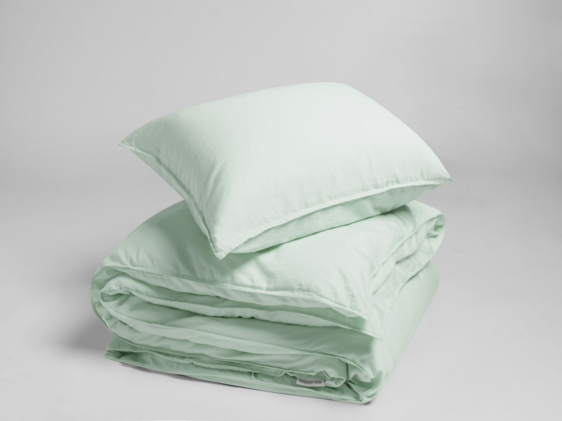Bettwäscheset Gewaschener Baumwollsatin Mineral Green