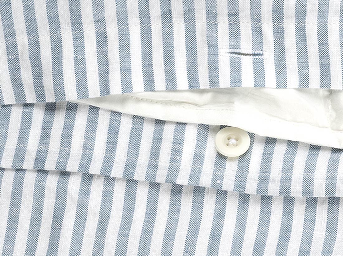 Housse de couette lin lavé à rayures bleues