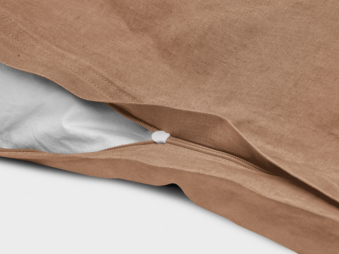 Parure de lit lin lavé noisette