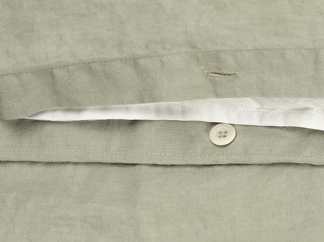 Housse de couette lin lavé vert brumeux