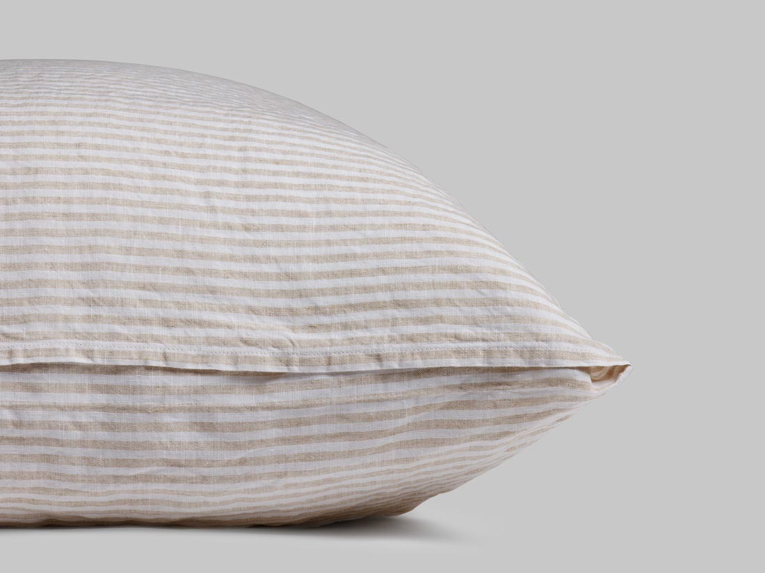 Parure de lit lin lavé à rayures naturelles