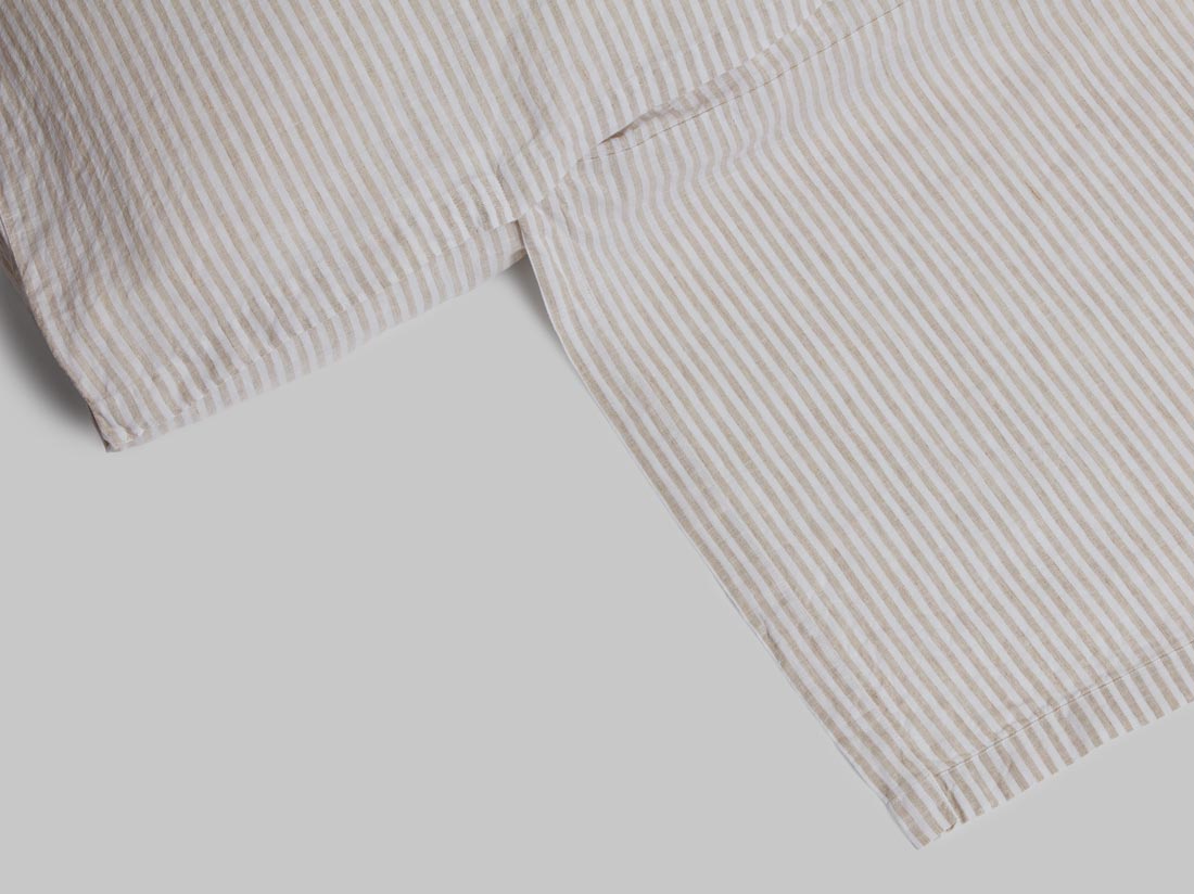 Parure de lit lin lavé à rayures naturelles