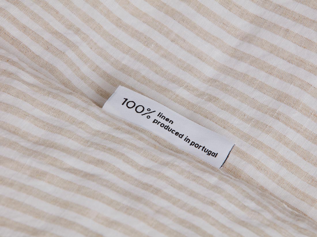 Parure de lit lin lavé à rayures naturelles