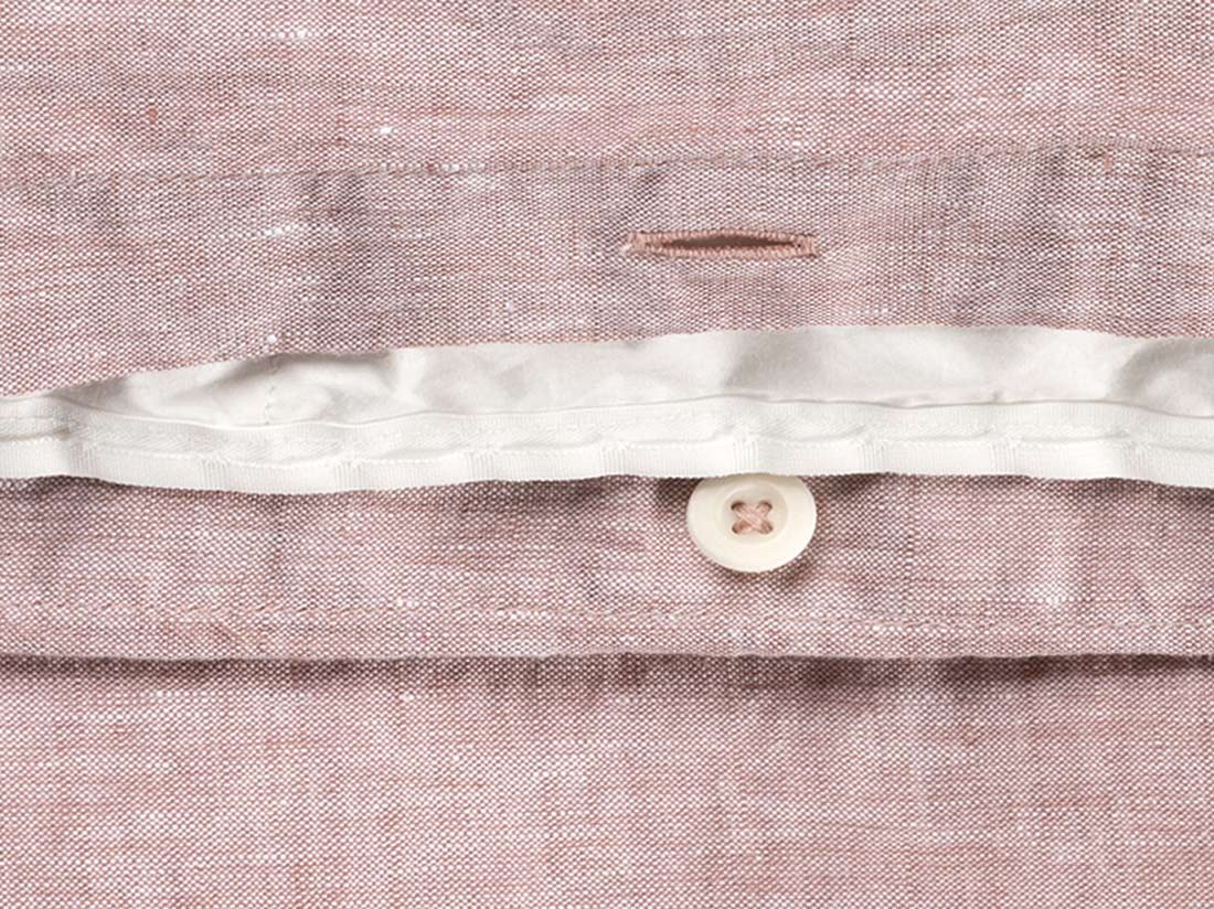 Housse de couette lin lavé rose chambray