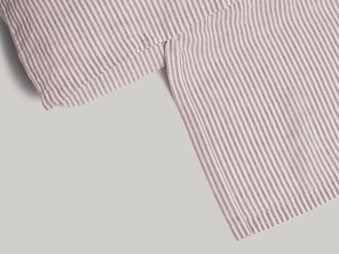 Dekbedovertrek gewassen linnen rose stripe