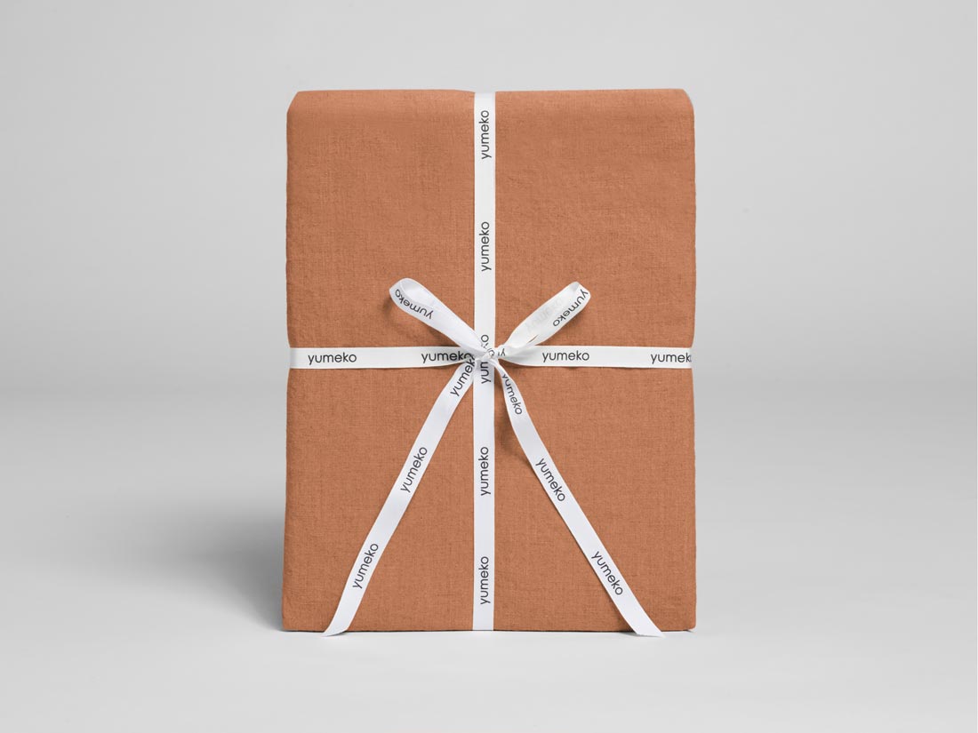 Dekbedovertrek gewassen linnen terracotta