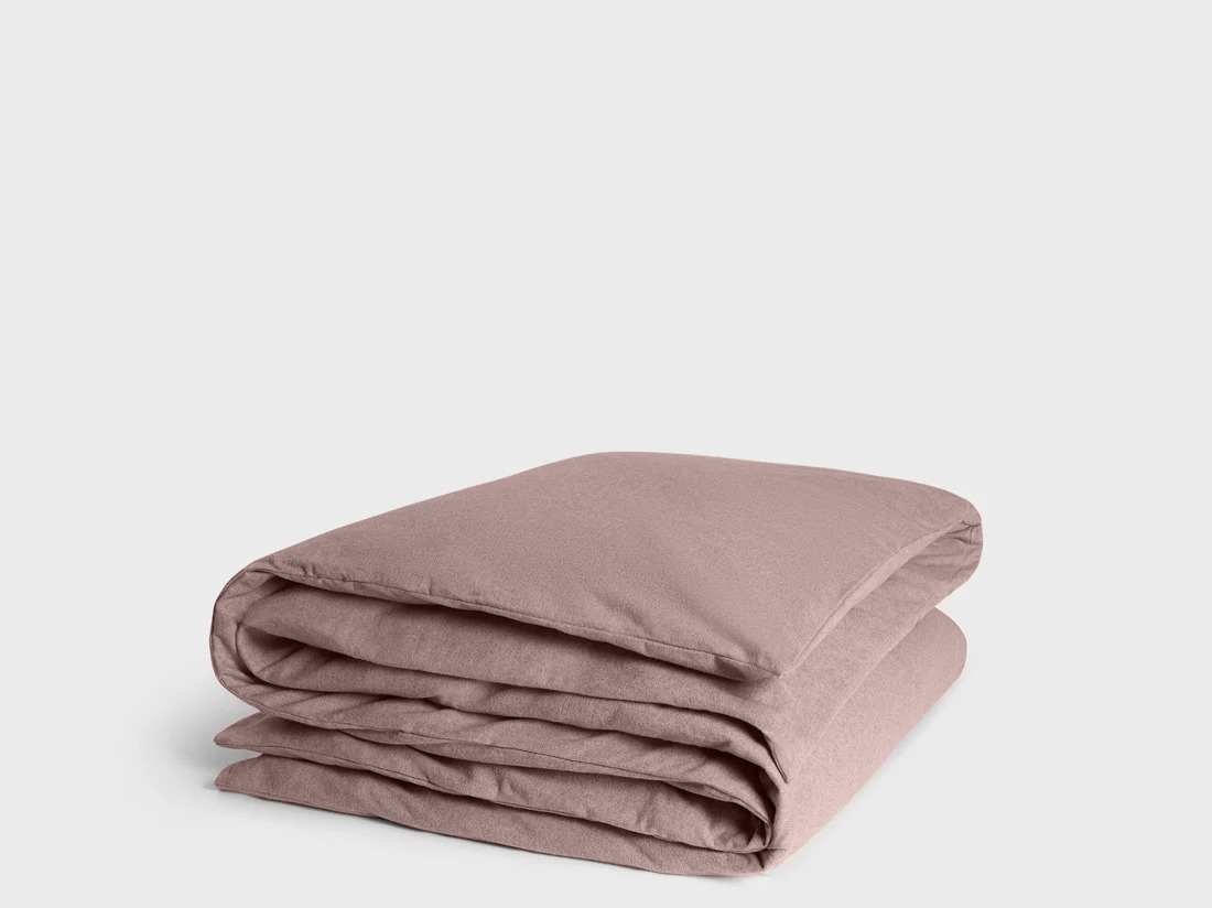 Parure de lit flanelle de coton mauve chambray