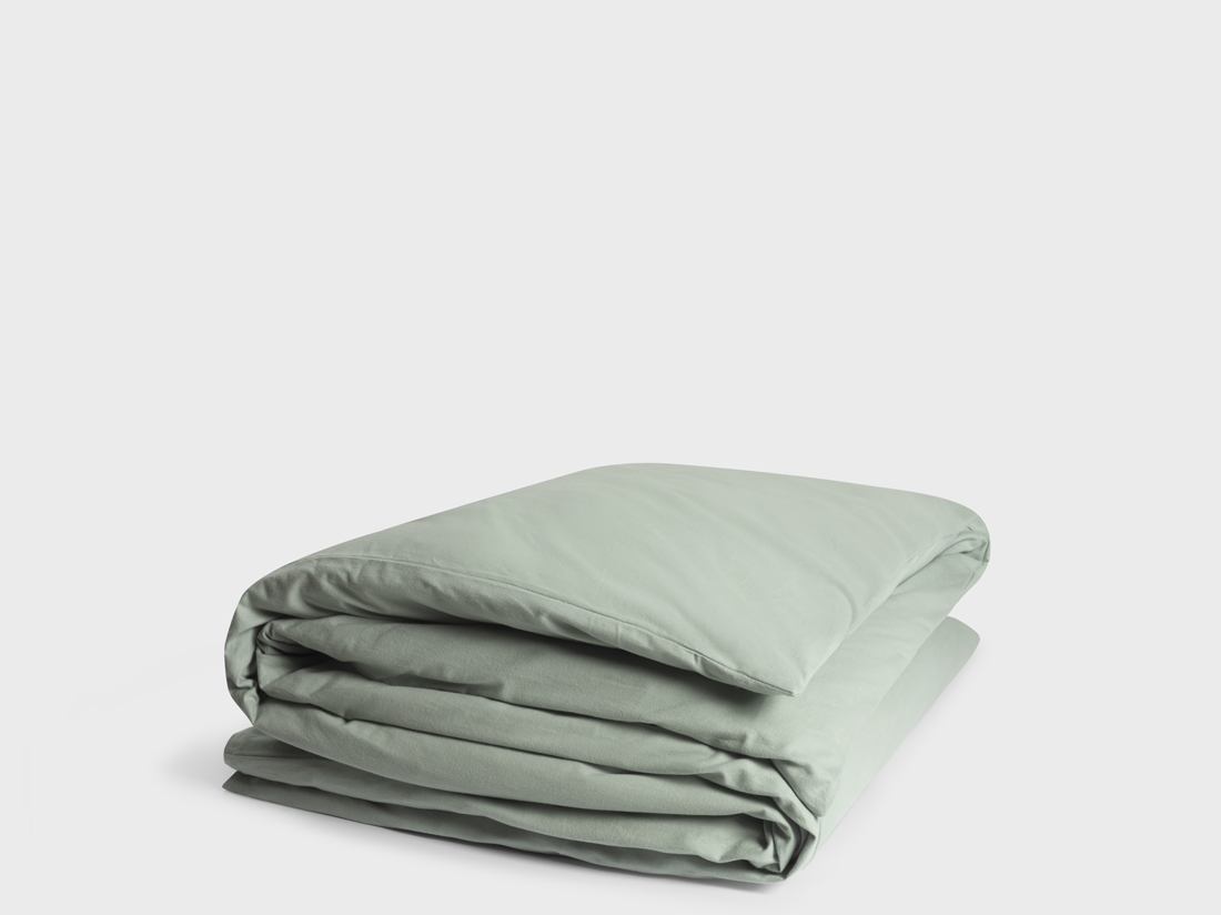 Housse de couette flanelle de coton vert pâle