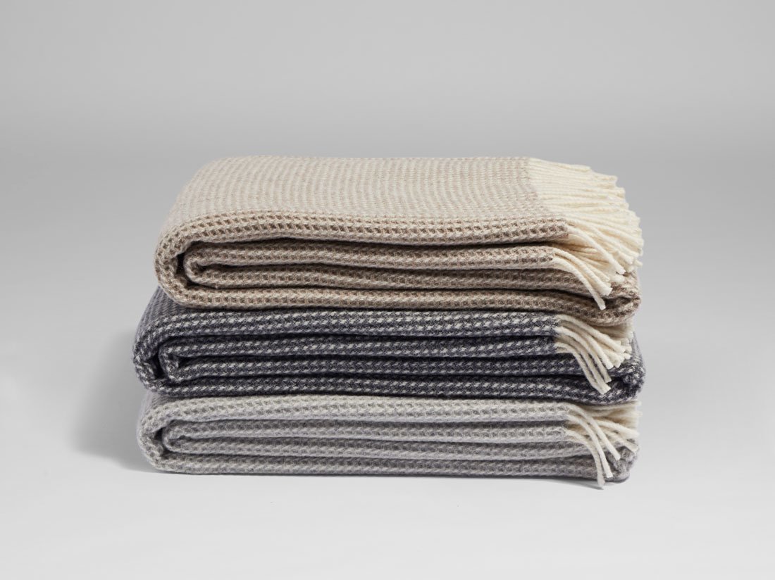 Merinowollen deken pied-de-poule charcoal 150x210