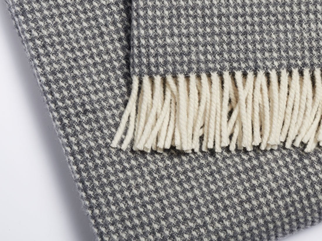 Merinowollen deken pied-de-poule charcoal 150x210