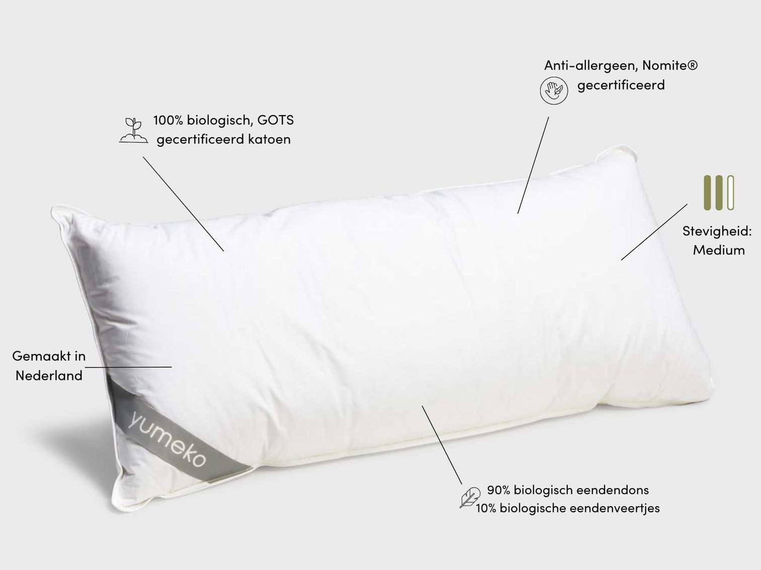 Kussen dons 40x80 medium