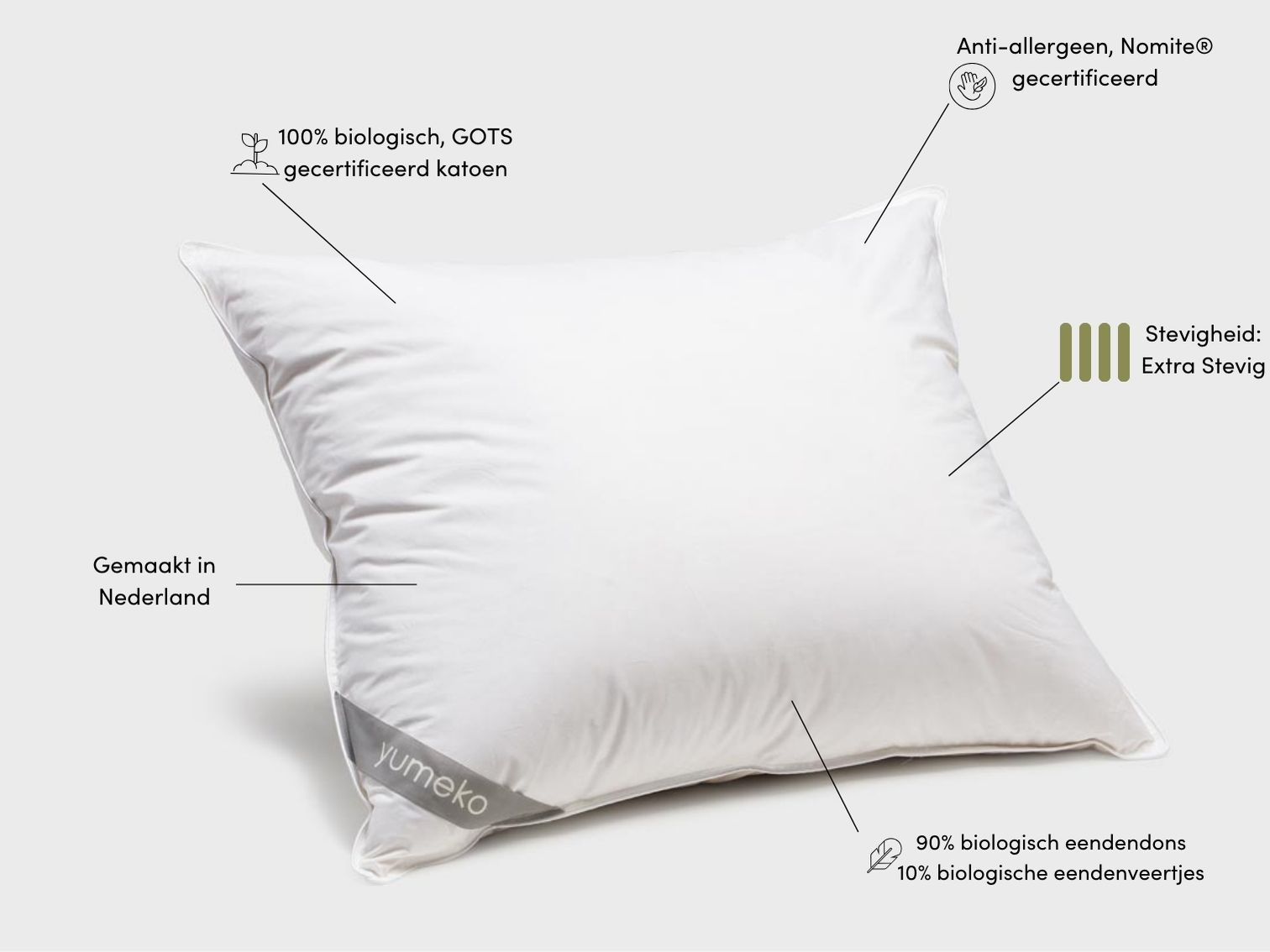 Kussen dons 60x70 extra stevig