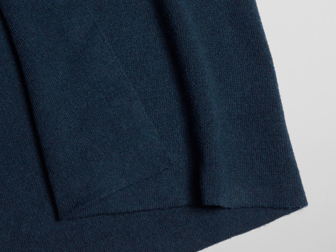 Poncho Baumwolle Gestrickt Navy Melange