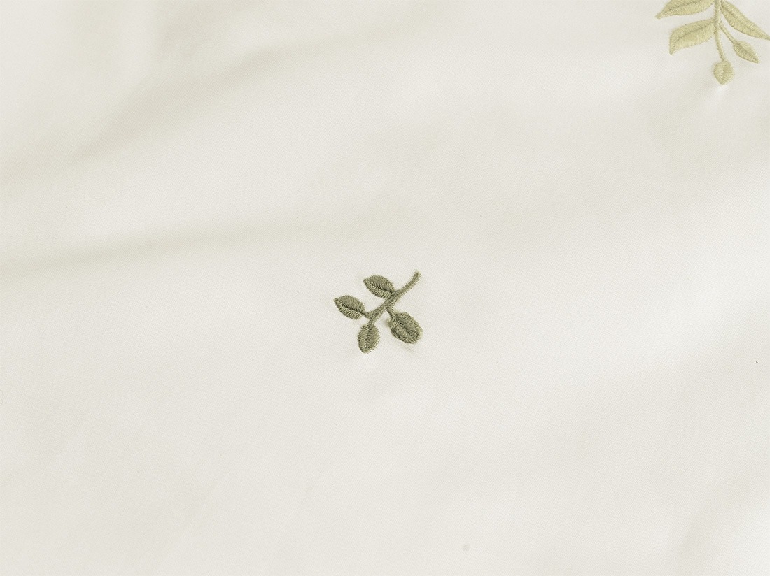 Kinderdekbedovertrek katoen satijn warm white botanical