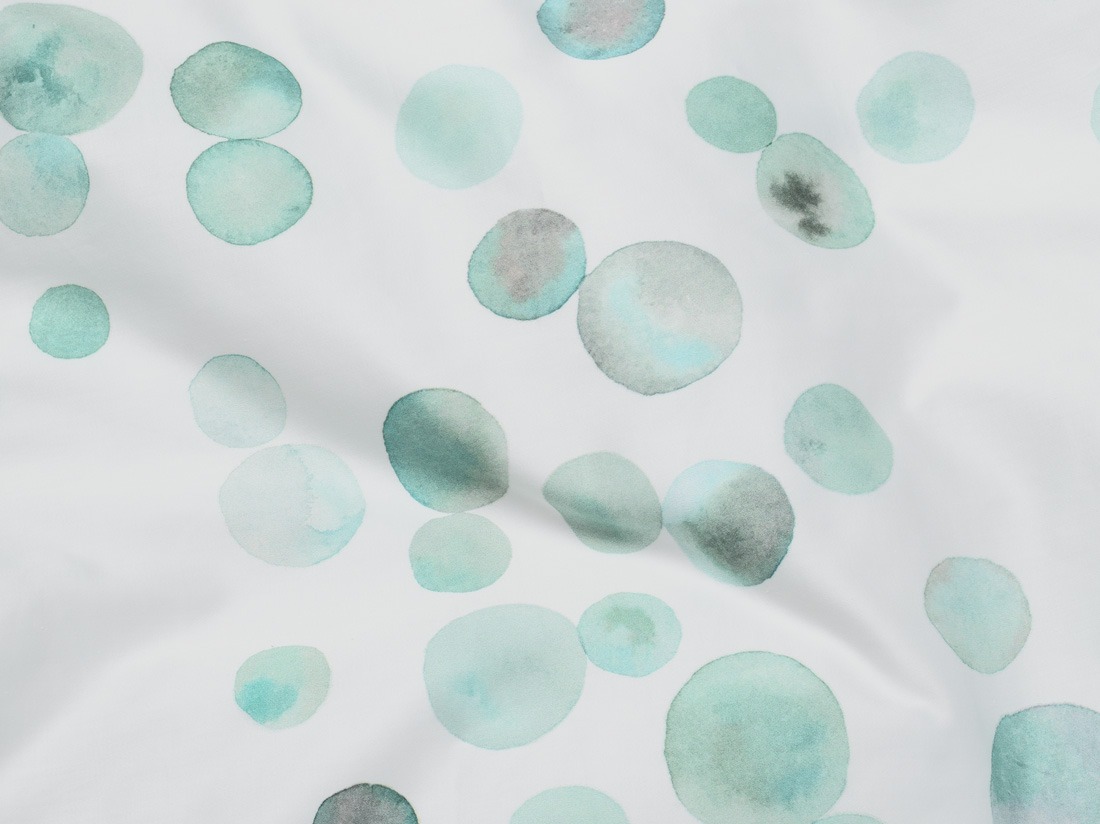 Kinderspannleintücher Baumwollsatin Watercolor Dots Sea Green