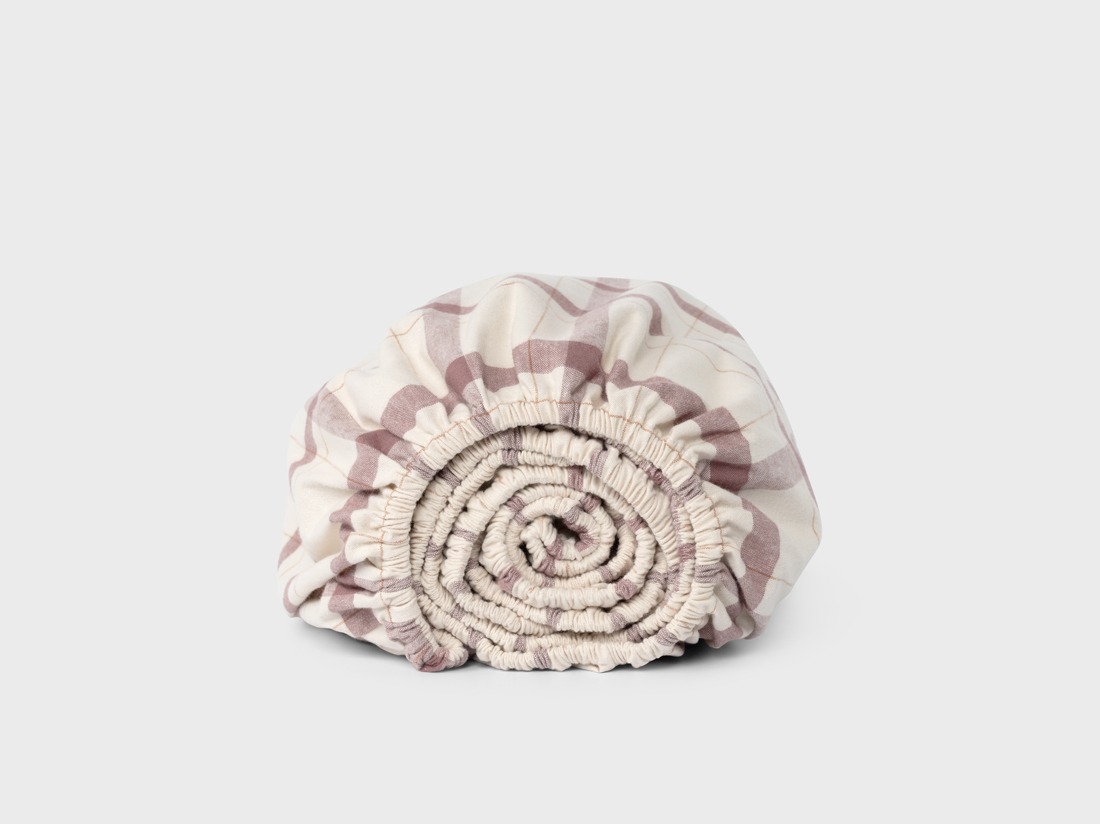 Hoeslaken flanel mauve check