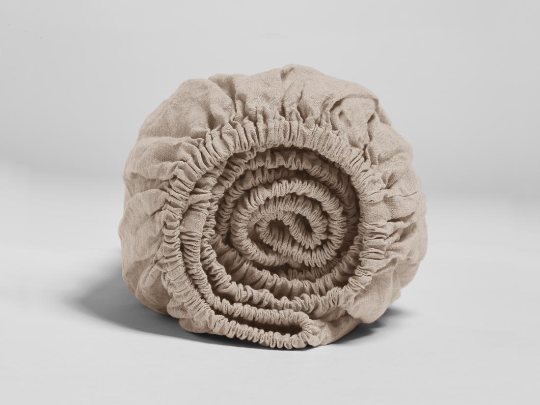 Hoeslaken gewassen linnen dusty rose