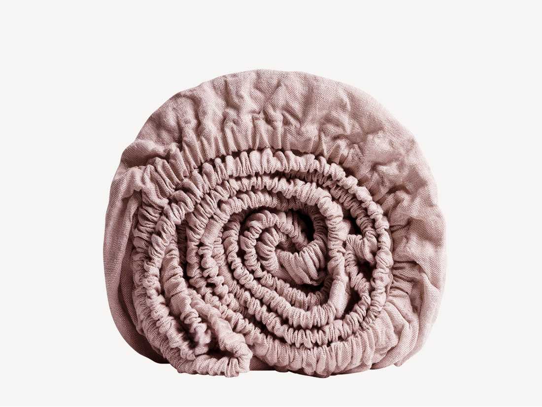 Hoeslaken gewassen linnen rose chambray