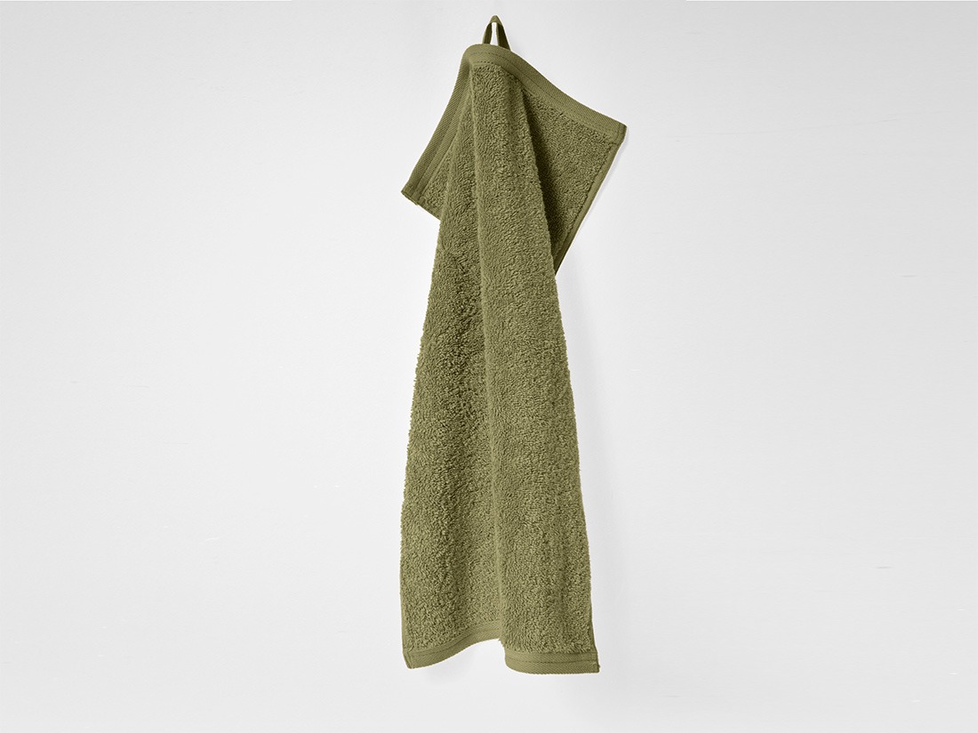 Gæstehåndklæder terry olive green 30x50 - 4 stk.